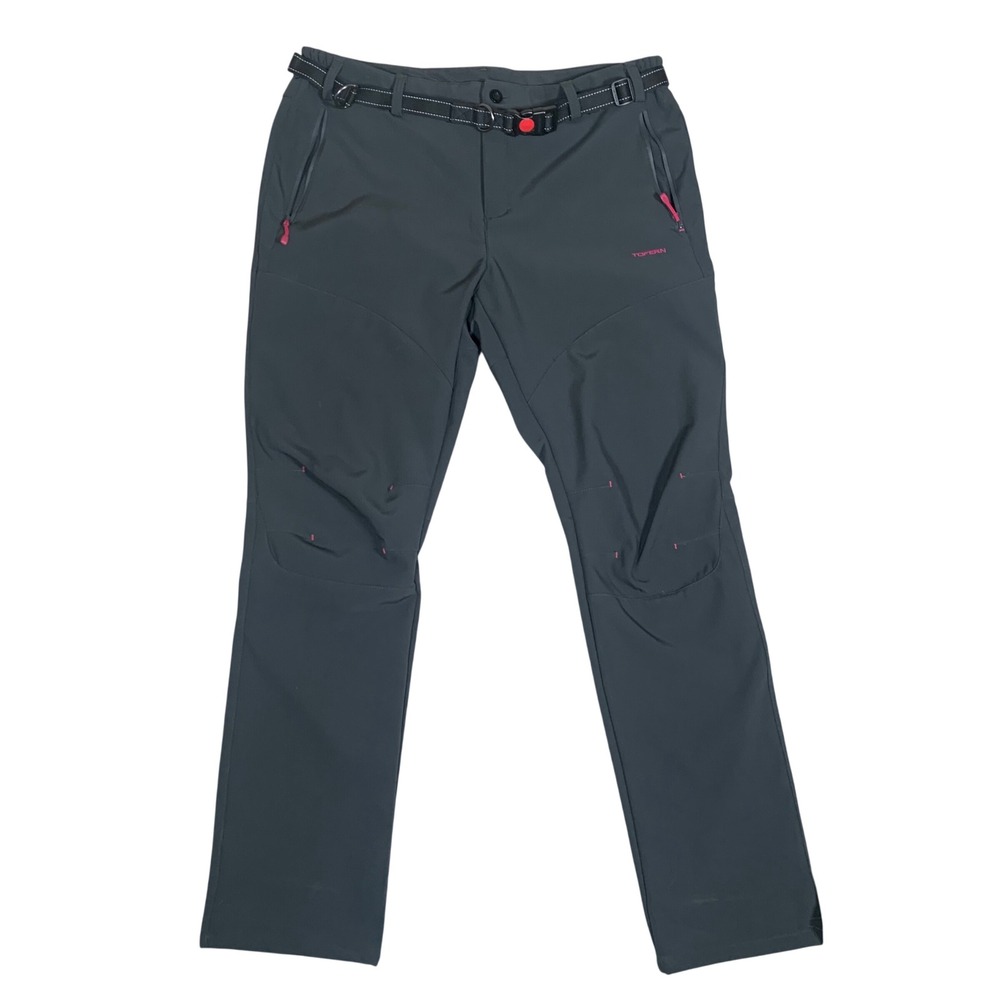 Tofern‎ Softshell Hiking Pants Women 2XL Dark Gray Excellent Fleece Lined Belted